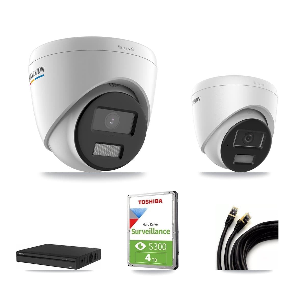 Hikvision & Prolux 4-Channel 2MP – 4MP CCTV Kit — 2 2MP + 2 4MP Turret Cameras + 4TB Recording - Image 1