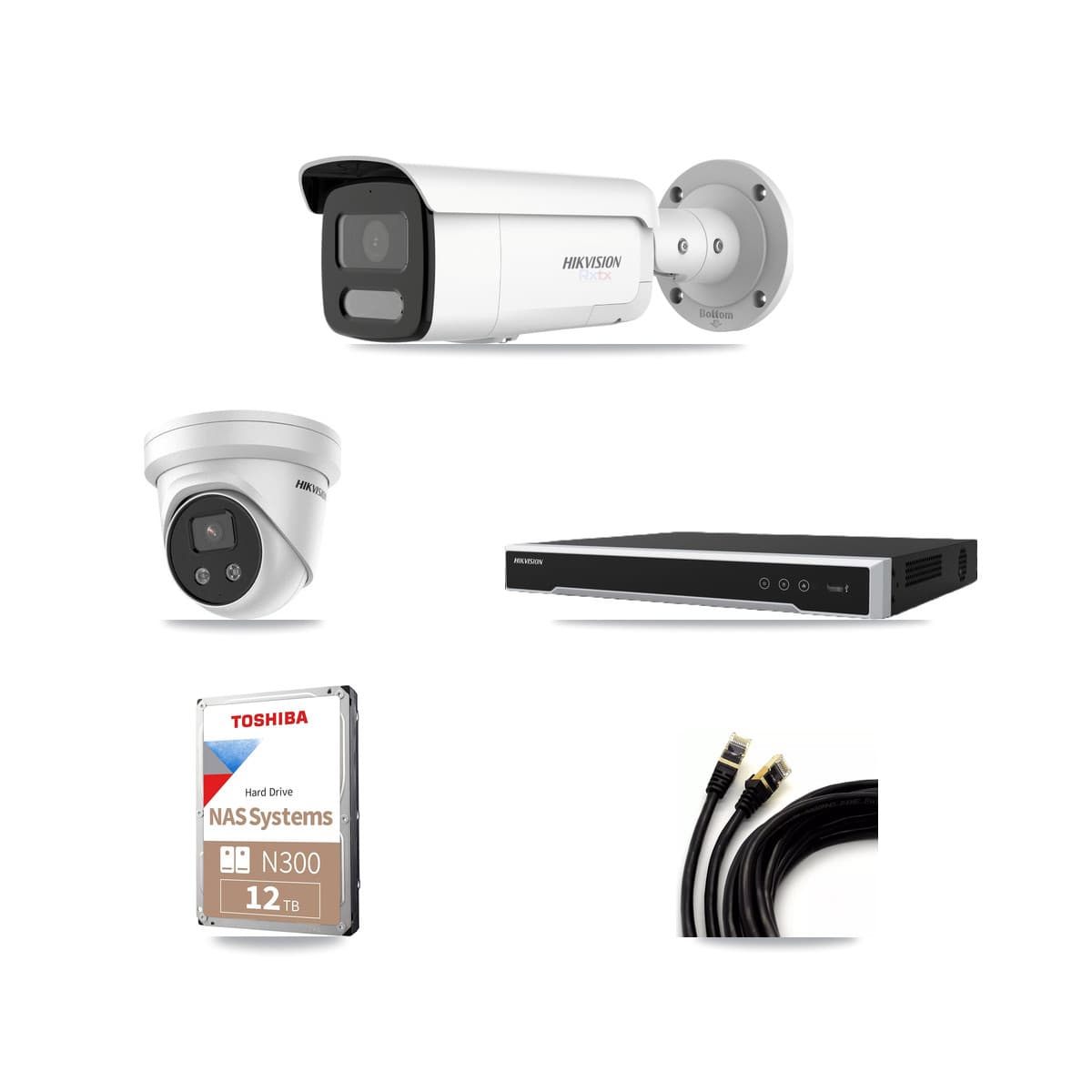 Hikvision 8-Channel 5MP – 4K CCTV Kit — 3 4K Bullet + 3 5MP Turret Cameras + 12TB Recording