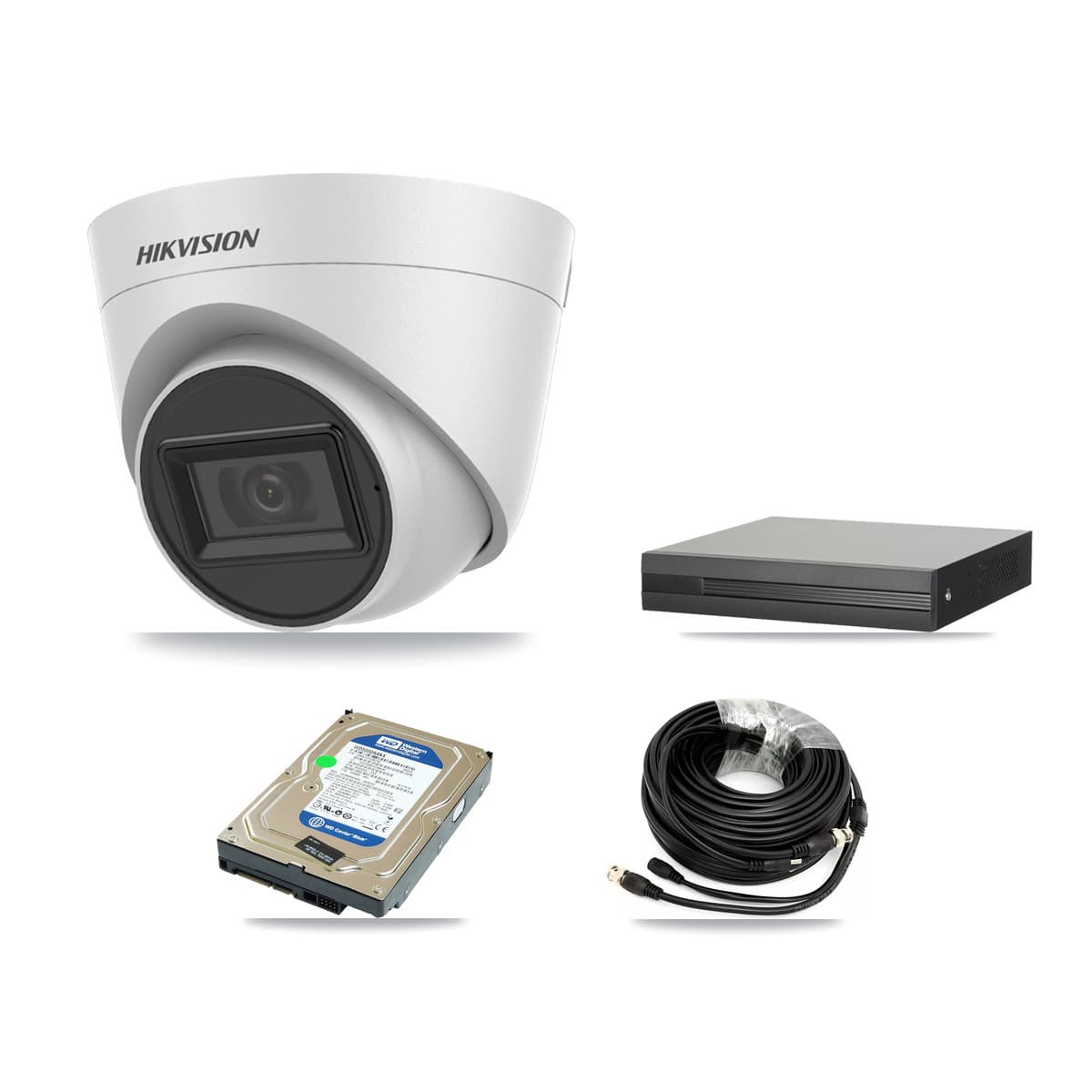 Hikvision 8-Channel 5MP CCTV Kit — 1 White Turret Camera + 500GB Recording (XVR-3108HS Recorder) - Image 1