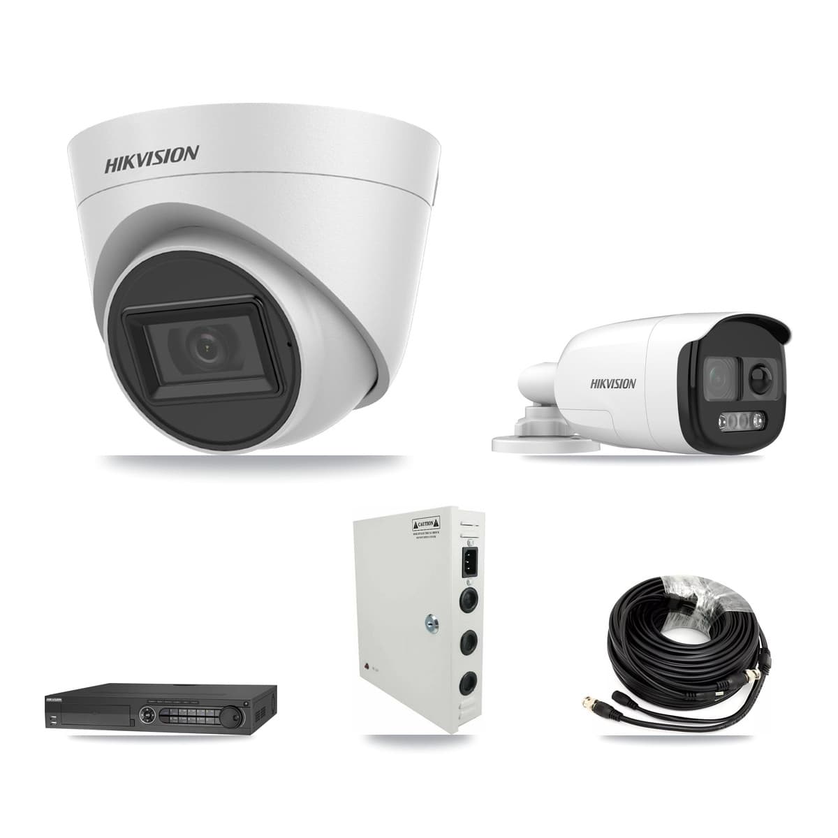 Hikvision 32-Channel 5MP CCTV Kit — 1 Bullet + 23 White Turret Cameras + 4× 8TB Recording (IDS-7332HUHI Recorder)