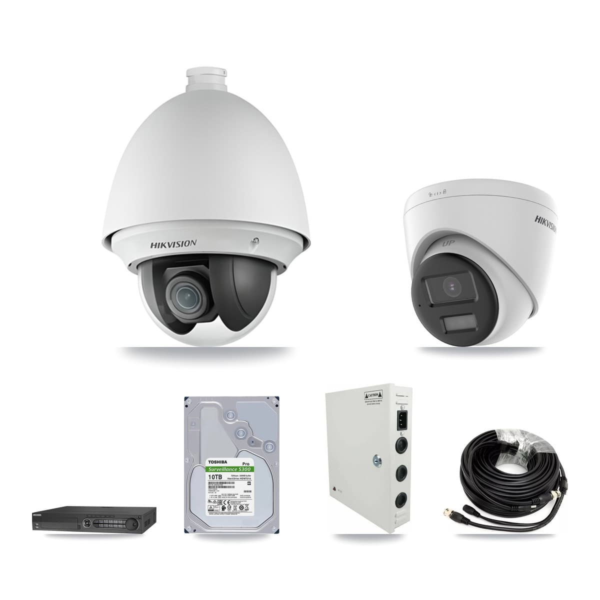 Hikvision 32-Channel 2MP – 4K CCTV Kit — 12 DS-2AE4225T 2MP PTZ + 12 DS-2CE78U0T 4K Turret Cameras + 4× 10TB Recording - Image 1