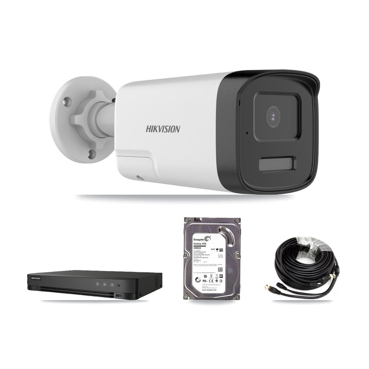 Hikvision 8-Channel 5MP CCTV Kit — 1 DS-2CE17K0T Bullet Camera + 2TB Recording (IDS-7208HQHI Recorder)