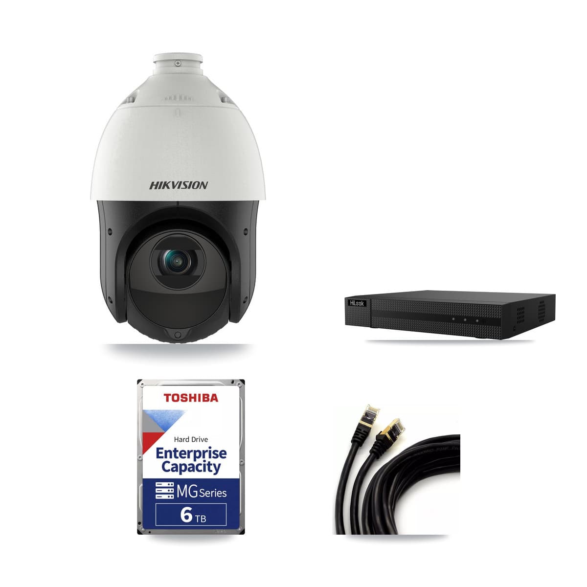 Hikvision & HiLook 8-Channel 4MP CCTV Kit — 8 DS-2DE4425IW PTZ Cameras + 6TB Recording (NVR-108MH-D Recorder) - Image 1