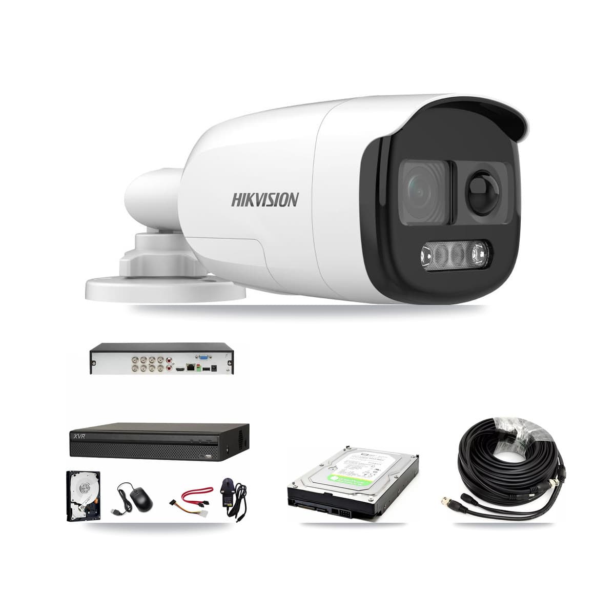 Hikvision & Dahua 8-Channel 5MP CCTV Kit — 1 DS-2CE12KF3T Bullet Camera + 1TB Recording (XVR-3108AD Recorder)