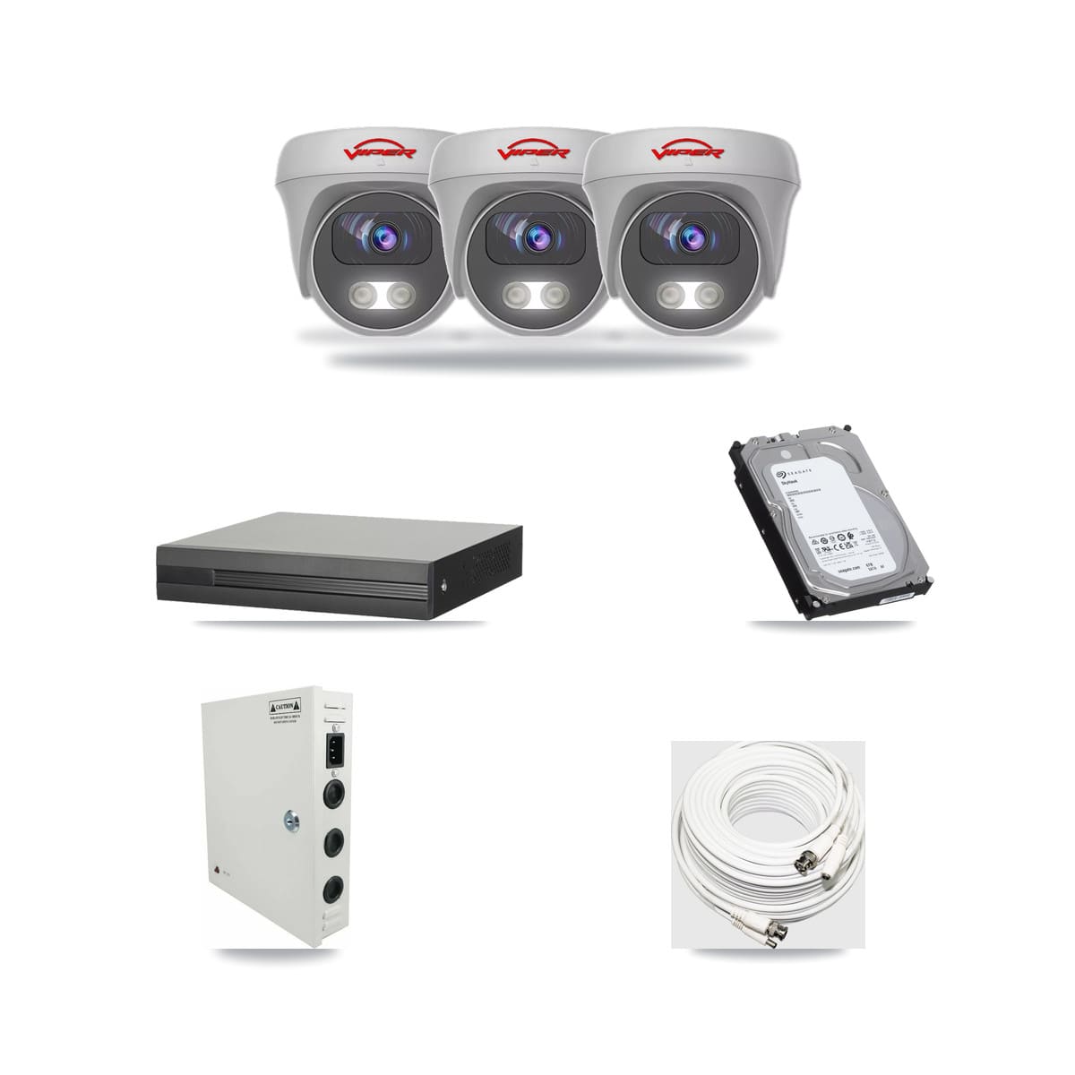 4-channel CCTV kit: 3 cameras (3× 5MP Camera), 6TB hard drive