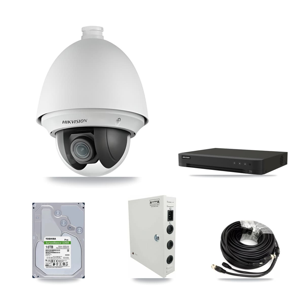 Hikvision 16-Channel 2MP CCTV Kit — 15 DS-2AE4225T PTZ Cameras + 10TB Recording (IDS-7216HQHI Recorder)