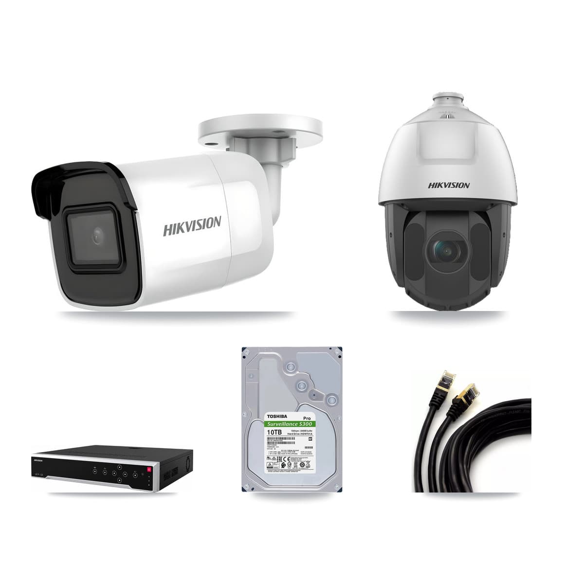 Hikvision 32-Channel 2MP – 4K CCTV Kit — 7 4K Bullet + 1 2MP PTZ Cameras + 2× 10TB Recording - Image 1