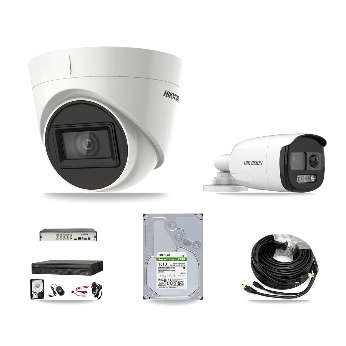 Hikvision & Dahua 8-Channel 5MP – 4K CCTV Kit — 1 DS-2CE12KF3T 5MP Bullet + 3 DS-2CE78U1T 4K Turret Cameras + 10TB Recording - Image 1