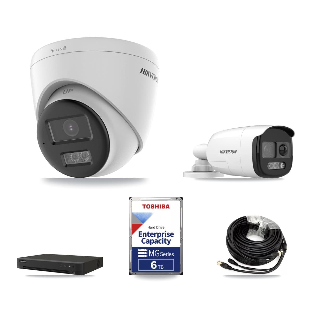 Hikvision 16-Channel 5MP CCTV Kit — 1 DS-2CE12KF3T-PIRXO Bullet + 4 DS-2CE78K0T-LTS Turret Cameras + 6TB Recording (IDS-7216HQHI-M1/XT Recorder) - Image 1