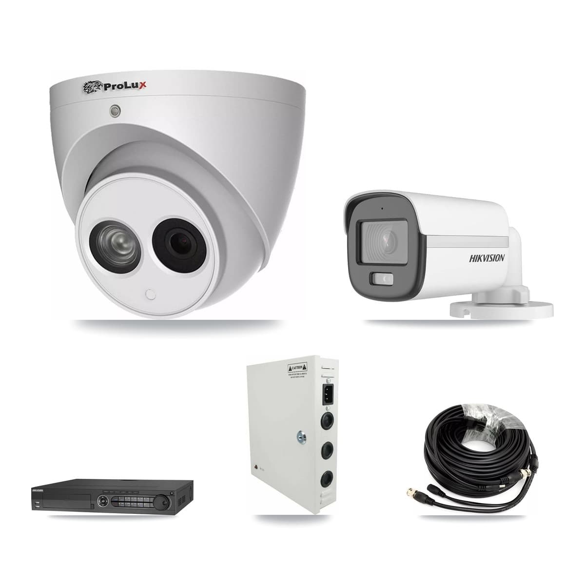 Hikvision & Prolux 32-Channel 4MP – 5MP CCTV Kit — 8 5MP Bullet + 16 4MP Turret Cameras + 4× 8TB Recording
