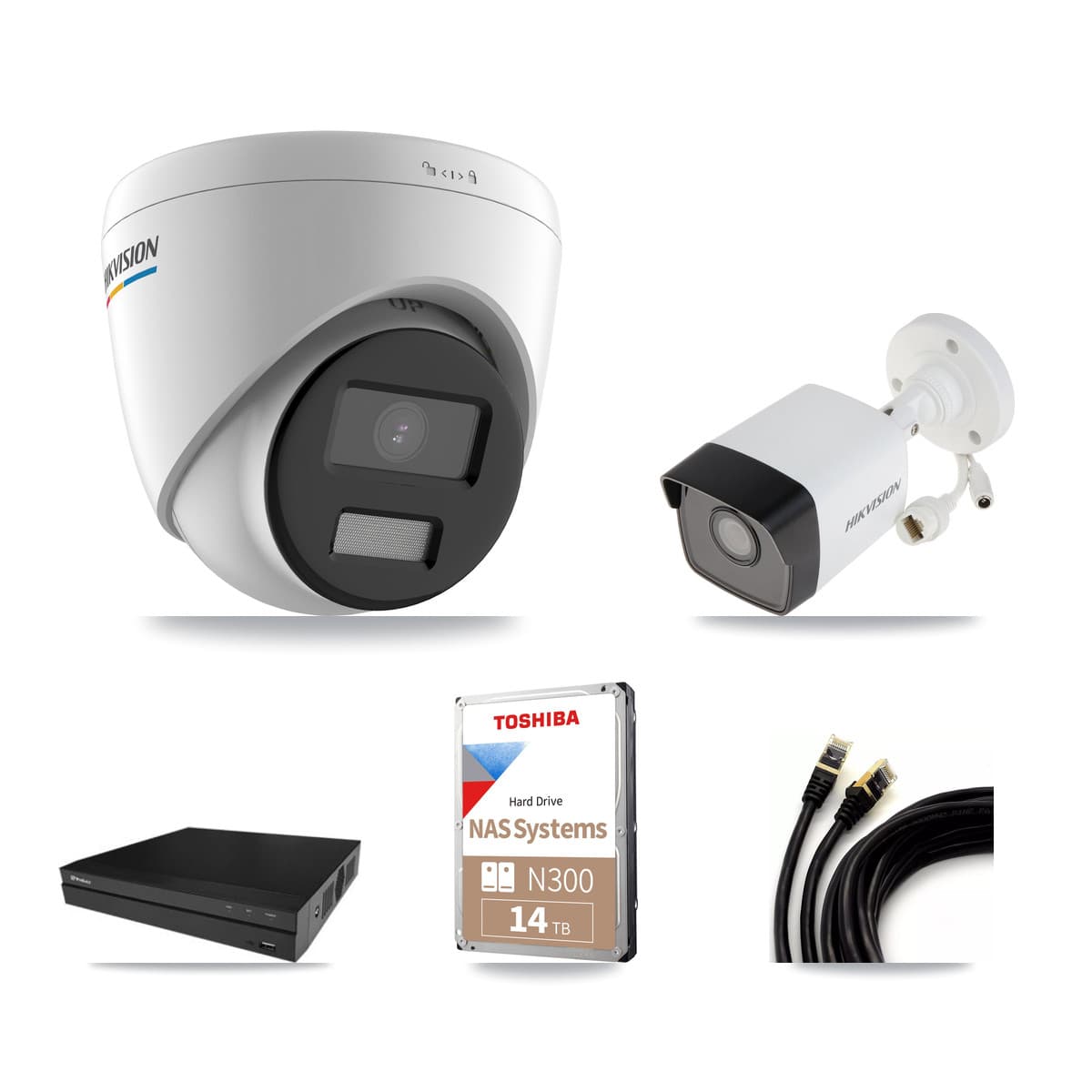 Hikvision & Prolux 16-Channel 2MP – 5MP CCTV Kit — 5 5MP Bullet + 11 2MP Turret Cameras + 14TB Recording
