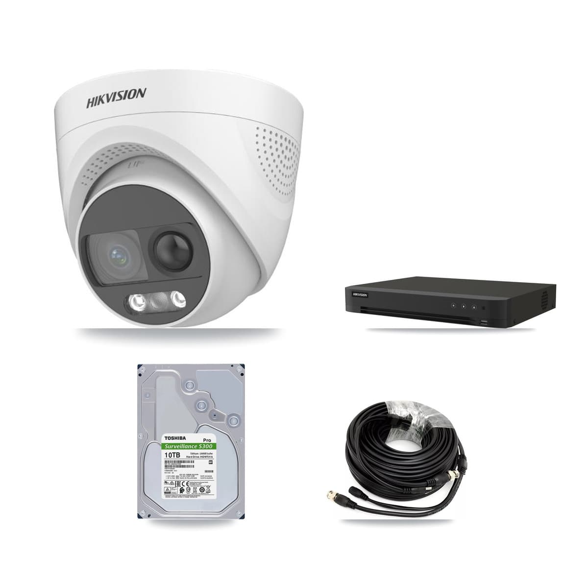 Hikvision 16-Channel 5MP CCTV Kit — 7 DS-2CE72KF3T Turret Cameras + 10TB Recording (IDS-7216HQHI Recorder) - Image 1