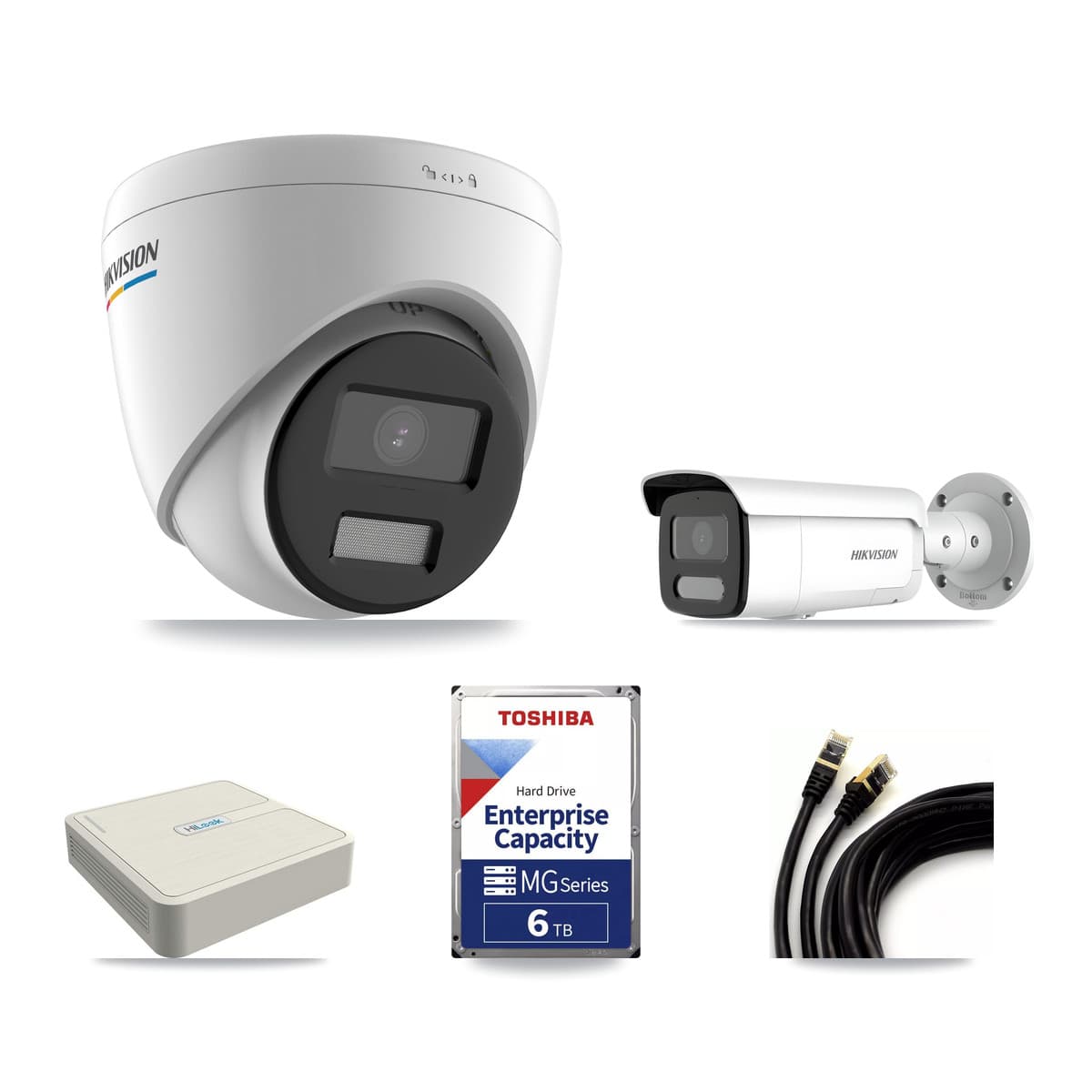 Hikvision & HiLook 8-Channel 2MP – 4MP CCTV Kit — 5 2MP Turret + 2 4MP Bullet Cameras + 6TB Recording (NVR-108H-D Recorder) - Image 1