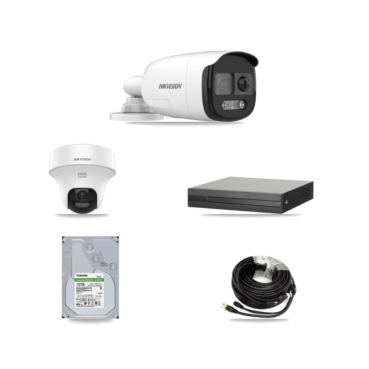 Hikvision 8-Channel 5MP CCTV Kit — 3 DS-2CE12KF3T Bullet + 1 DS-2CE70K0T Turret Cameras + 10TB Recording (XVR-3108HS Recorder) - Image 1