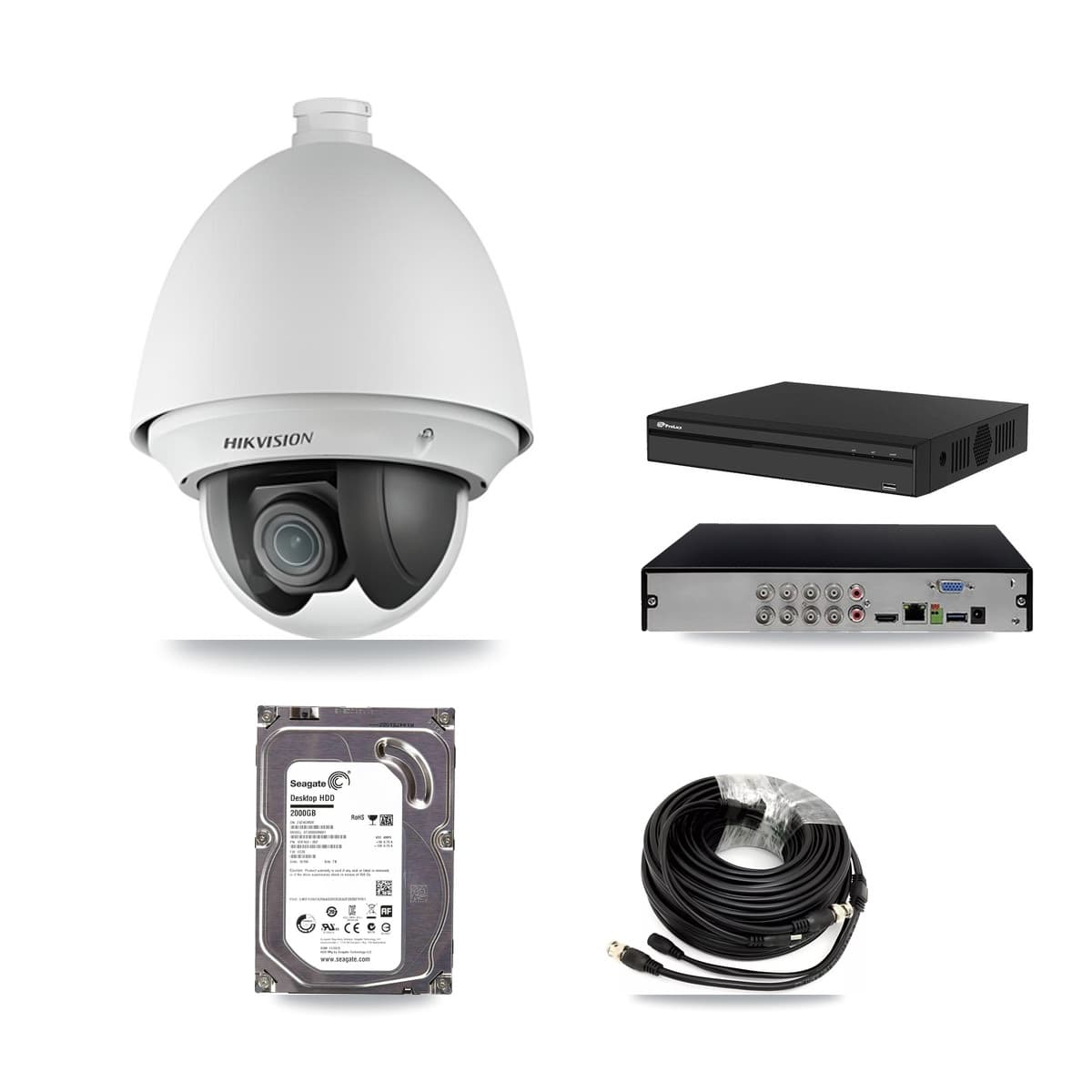 Hikvision & Prolux 8-Channel 2MP CCTV Kit — 2 PTZ Cameras + 2TB Recording (PXD-5108HS Recorder)
