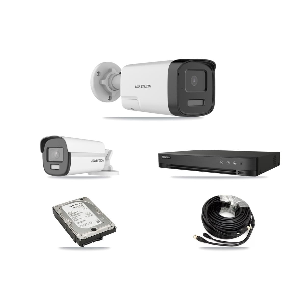 Hikvision 4-Channel 5MP – 4K CCTV Kit — 1 4K + 2 5MP Bullet Cameras + 5TB Recording (IDS-7204HUHI Recorder) - Image 1