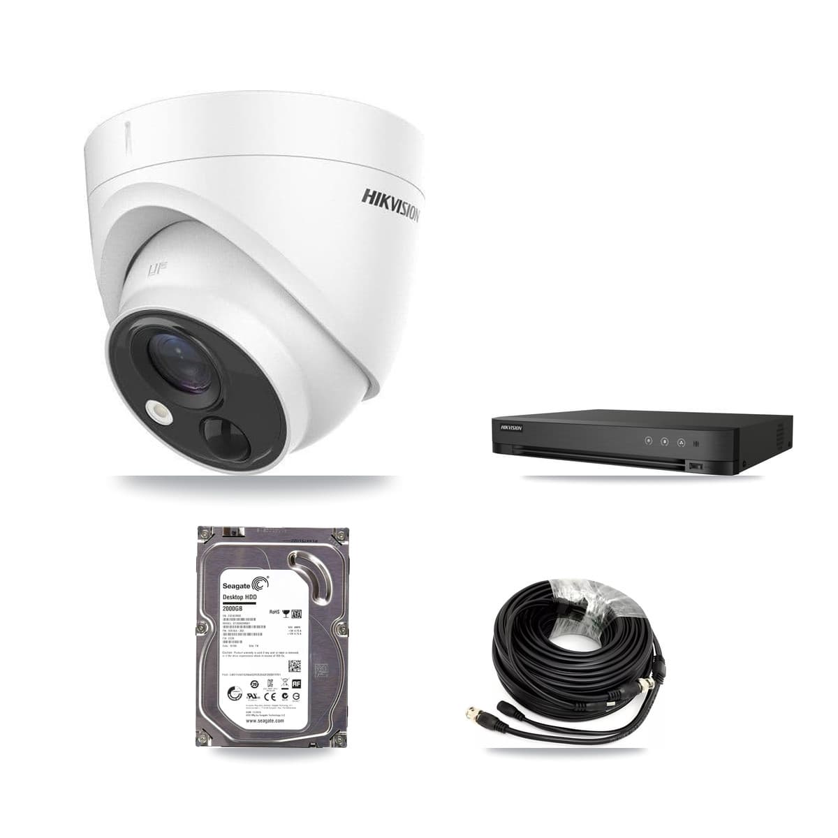 Hikvision 4-Channel 5MP CCTV Kit — 1 DS-2CE71H0T Turret Camera + 2TB Recording (IDS-7204HUHI Recorder)