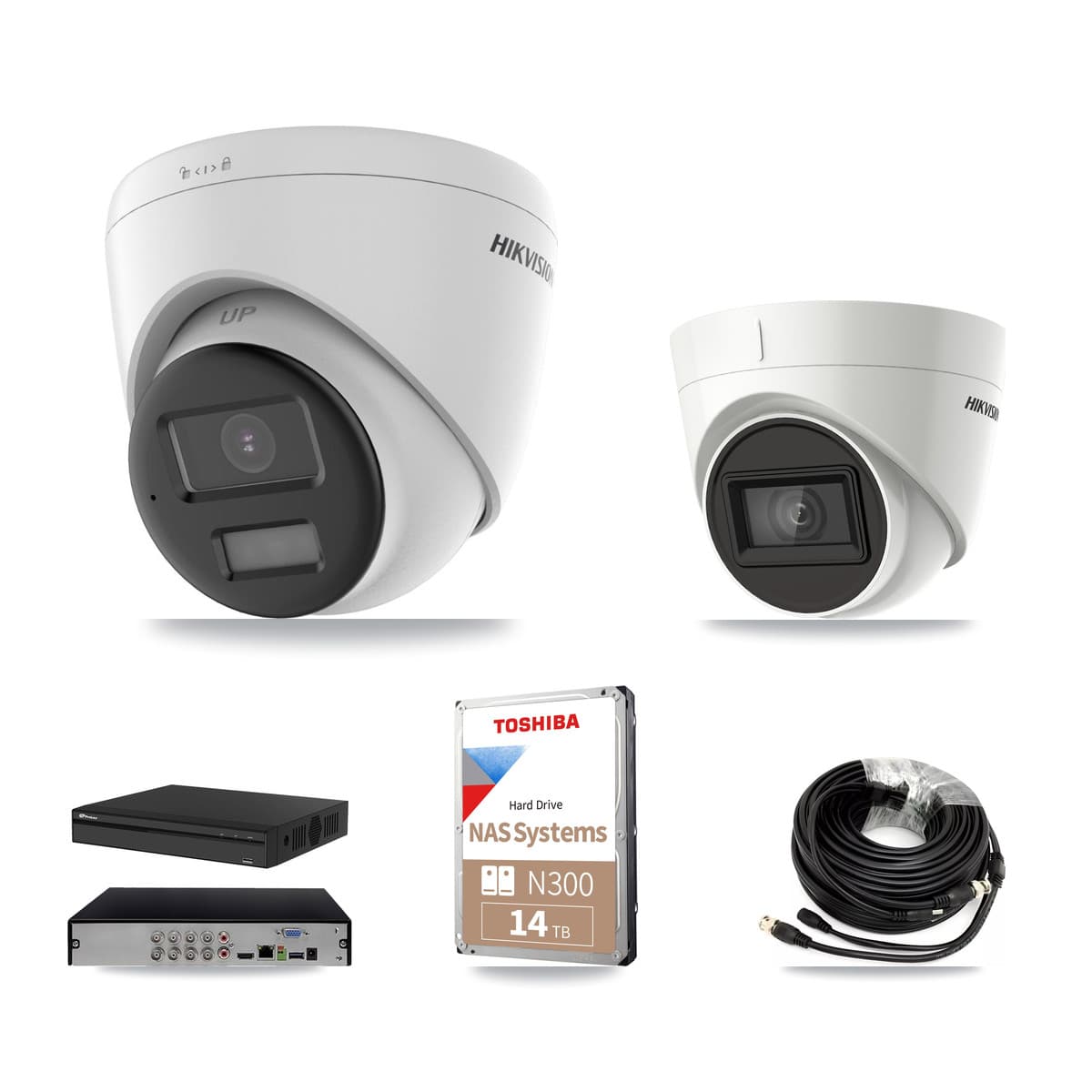 Hikvision & Prolux 8-Channel 4K CCTV Kit — 4 DS-2CE78U0T + 1 DS-2CE78U1T Turret Cameras + 14TB Recording