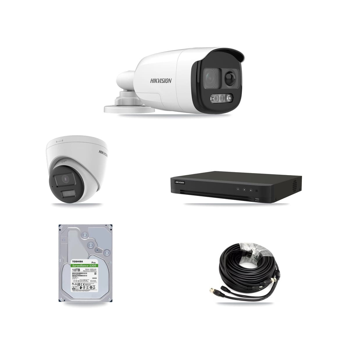 Hikvision 16-Channel 5MP CCTV Kit — 6 DS-2CE12KF3T-PIRXO Bullet + 2 DS-2CE78K0T-LPTS Turret Cameras + 10TB Recording (IDS-7216HQHI-M1/XT Recorder) - Image 1