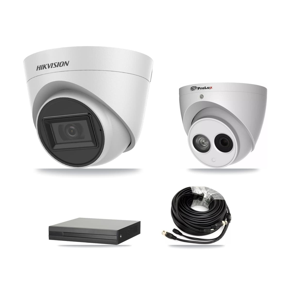 Hikvision & Prolux 8-Channel 4MP – 5MP CCTV Kit — 5 White 5MP + 1 4MP Turret Cameras + 8TB Recording (XVR-3108HS Recorder)