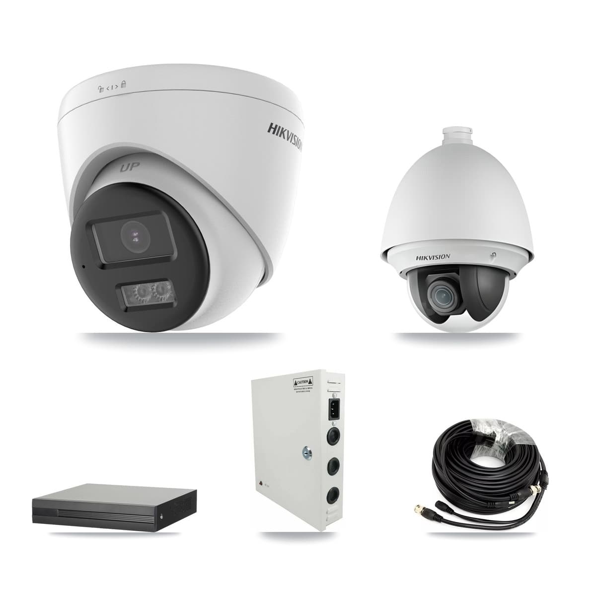 Hikvision 16-Channel 2MP – 5MP CCTV Kit — 2 DS-2AE4225T-A 2MP PTZ + 5 DS-2CE78K0T-LTS 5MP Turret Cameras + 8TB Recording (XVR-3116HS-5MP-LITE Recorder) - Image 1