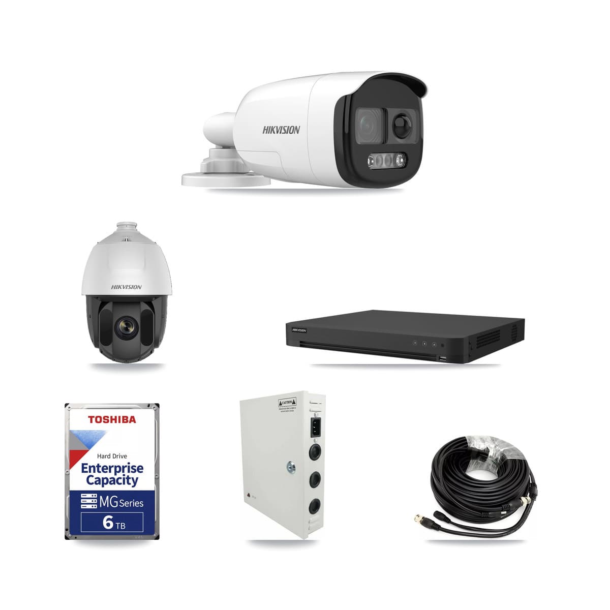Hikvision 32-Channel 2MP – 5MP CCTV Kit — 1 DS-2AE5225TI 2MP PTZ + 4 DS-2CE12KF3T 5MP Bullet Cameras + 6TB Recording (IDS-7232HQHI Recorder) - Image 1