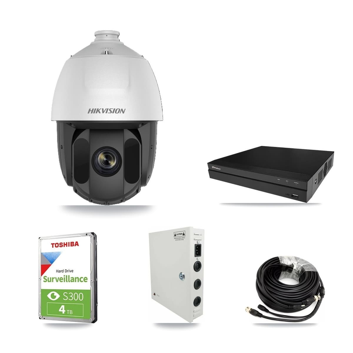 Hikvision & Prolux 8-Channel 2MP CCTV Kit — 6 DS-2AE5225TI PTZ Cameras + 4TB Recording (PXD-5208AN Recorder) - Image 1