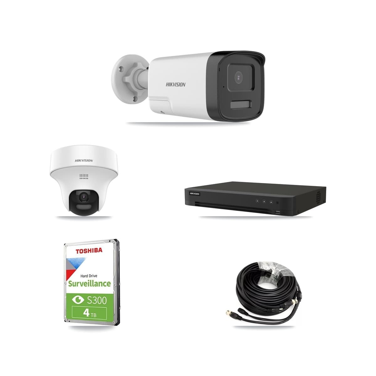 Hikvision 16-Channel 5MP CCTV Kit — 2 DS-2CE17K0T Bullet + 1 DS-2CE70K0T Turret Cameras + 4TB Recording (IDS-7216HQHI Recorder) - Image 1