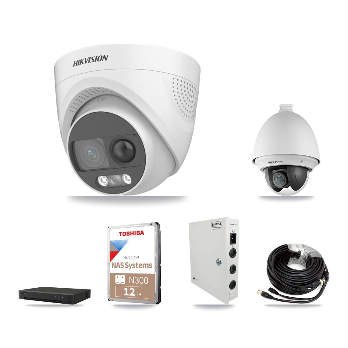 Hikvision 16-Channel 2MP – 5MP CCTV Kit — 1 DS-2AE4225T 2MP PTZ + 9 DS-2CE72KF3T 5MP Turret Cameras + 12TB Recording - Image 1