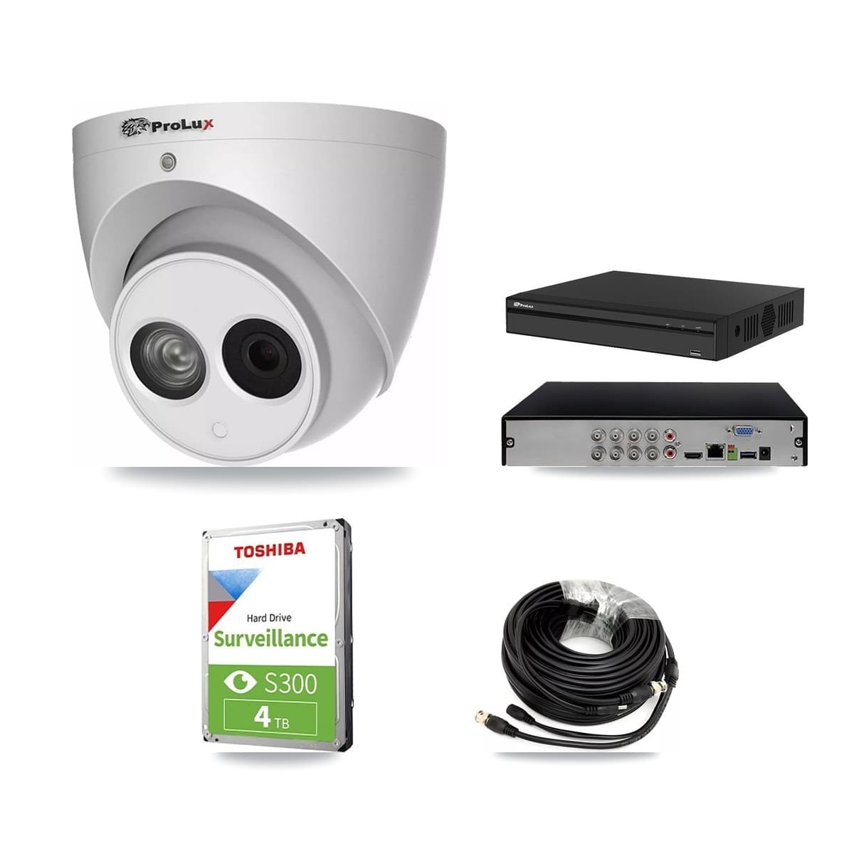 Prolux 8-Channel 4MP CCTV Kit — 3 Turret Cameras + 4TB Recording (PXD-5108HS Recorder) - Image 1