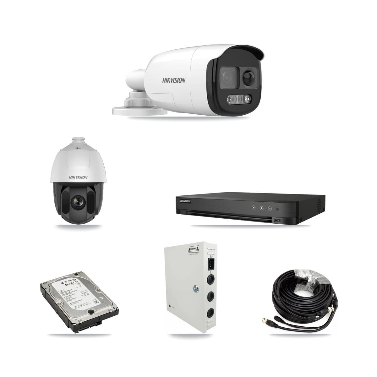 Hikvision 4-Channel 2MP – 5MP CCTV Kit — 1 2MP PTZ + 3 5MP Bullet Cameras + 5TB Recording (IDS-7204HUHI Recorder) - Image 1
