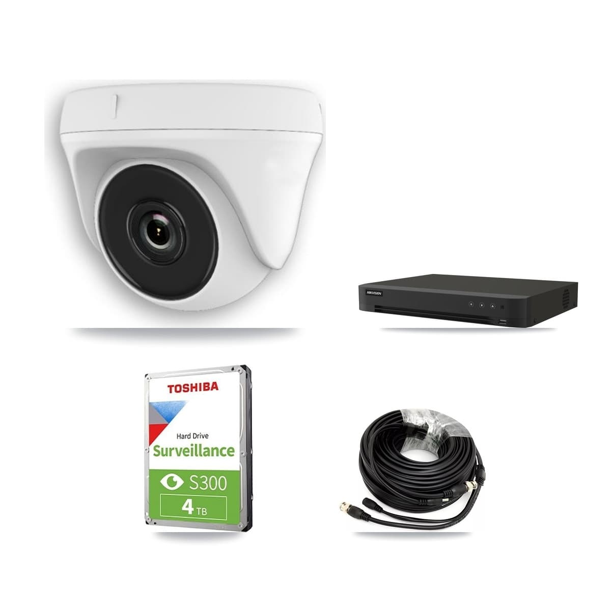 Hikvision 16-Channel 2MP CCTV Kit — 4 White Dome Cameras + 4TB Recording (IDS-7216HQHI Recorder) - Image 1