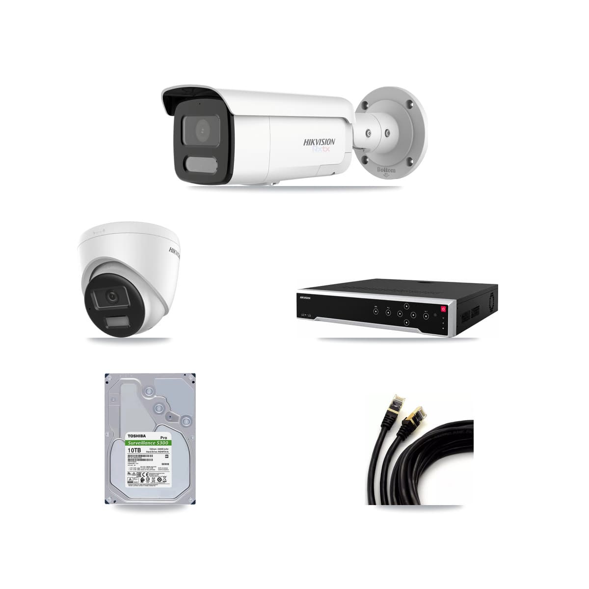 Hikvision 32-Channel 4K CCTV Kit — 5 Turret + 11 Bullet Cameras + 4× 10TB Recording