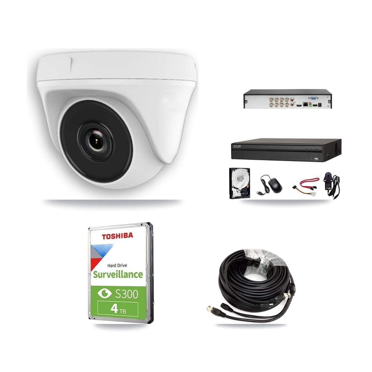 Dahua 8-Channel 2MP CCTV Kit — 4 White Dome Cameras + 4TB Recording (XVR-3108AD Recorder)