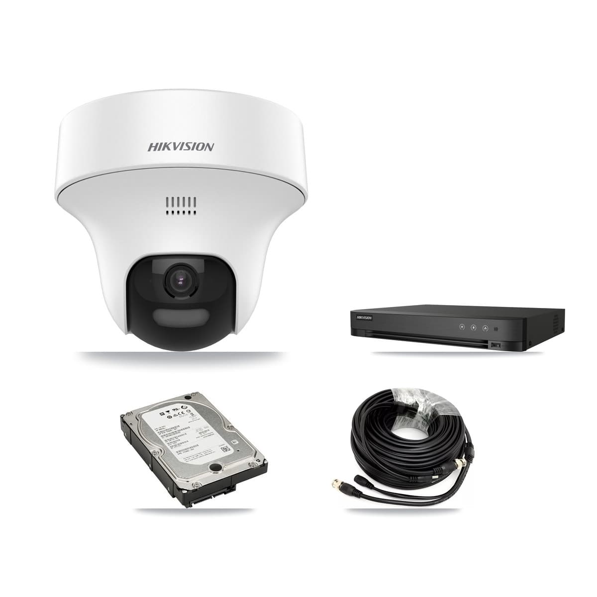 Hikvision 4-Channel 5MP CCTV Kit — 2 DS-2CE70K0T Turret Cameras + 5TB Recording (IDS-7204HQHI Recorder)