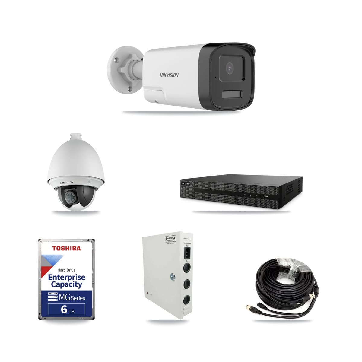 Hikvision 8-Channel 2MP – 5MP CCTV Kit — 1 DS-2AE4225T 2MP PTZ + 4 DS-2CE17K0T 5MP Bullet Cameras + 6TB Recording (DVR-8CH Recorder) - Image 1