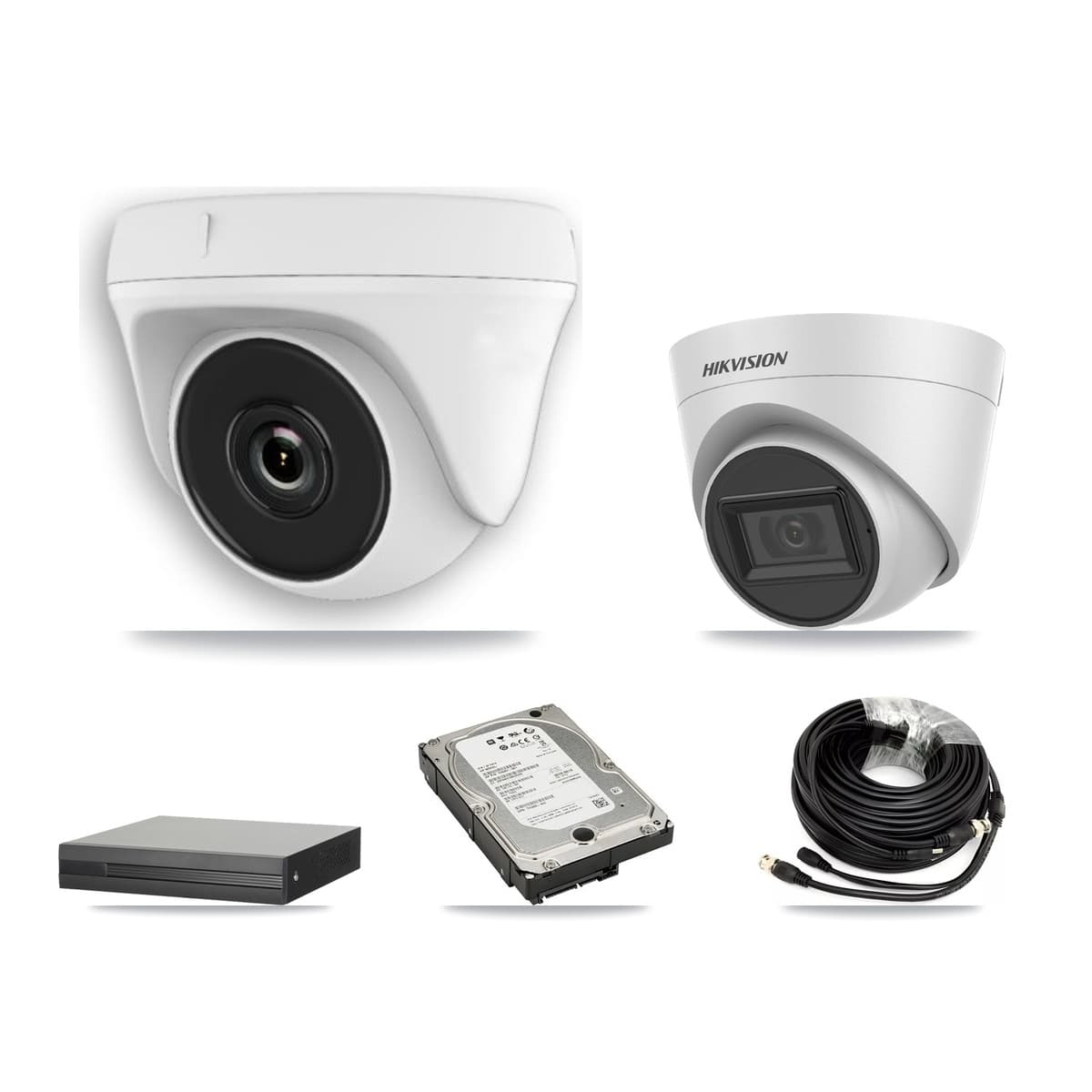 Hikvision 8-Channel 2MP – 5MP CCTV Kit — 2 White 5MP Turret + 4 White 2MP Dome Cameras + 5TB Recording (XVR-3108HS Recorder)