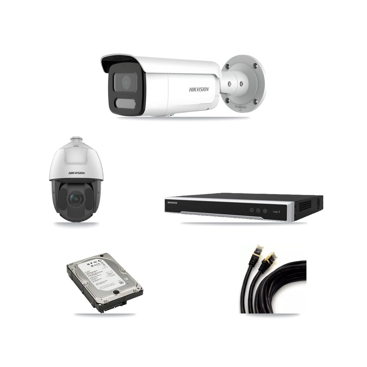 Hikvision 8-Channel 2MP – 4MP CCTV Kit — 3 4MP Bullet + 1 2MP PTZ Cameras + 5TB Recording