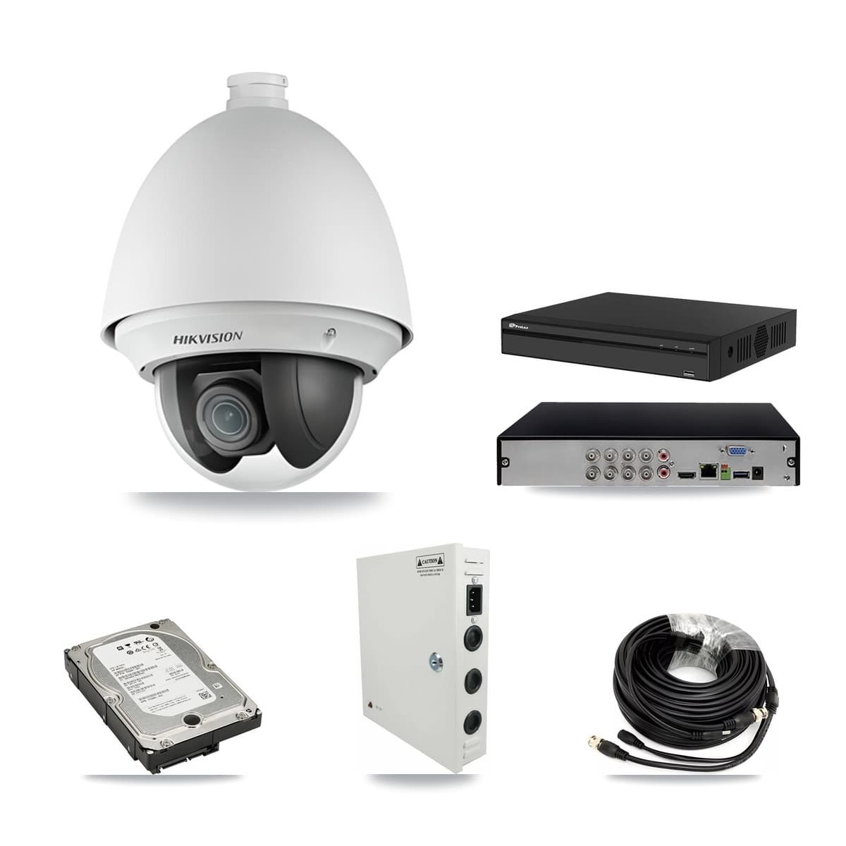 Hikvision & Prolux 8-Channel 2MP CCTV Kit — 8 DS-2AE4225T PTZ Cameras + 5TB Recording (PXD-5108HS Recorder)
