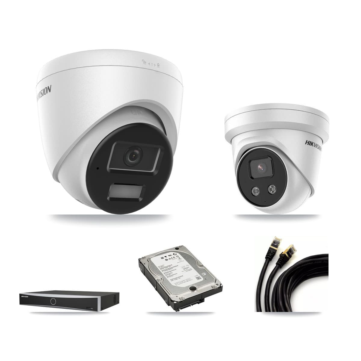 Hikvision 4-Channel 4MP – 5MP CCTV Kit — 2 4MP + 2 5MP Turret Cameras + 5TB Recording
