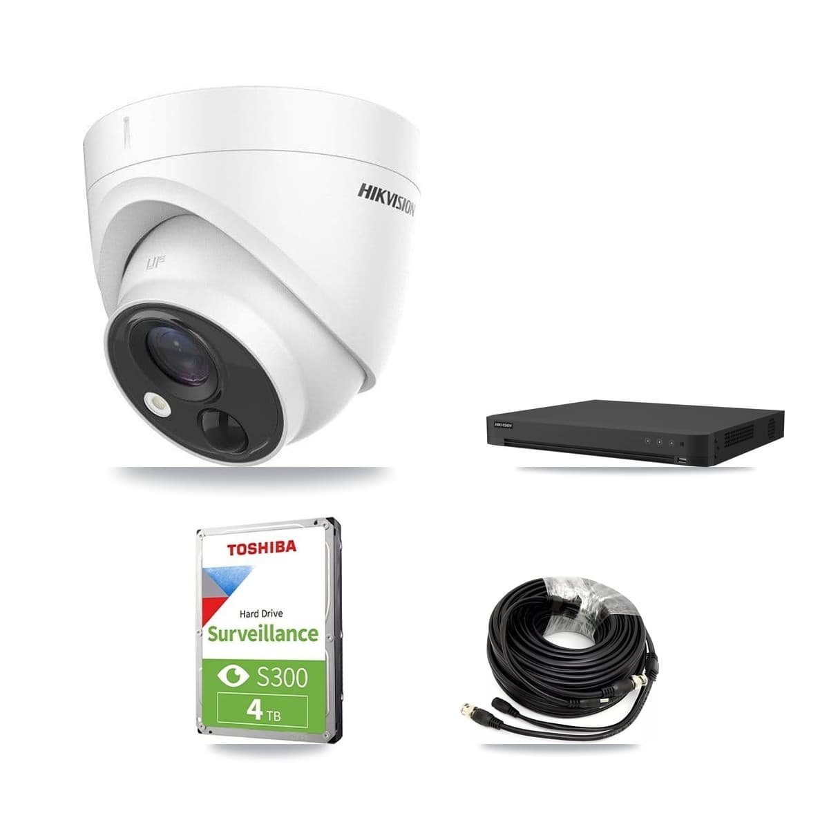 Hikvision 16-Channel 5MP CCTV Kit — 3 DS-2CE71H0T Turret Cameras + 4TB Recording (IDS-7216HUHI Recorder) - Image 1