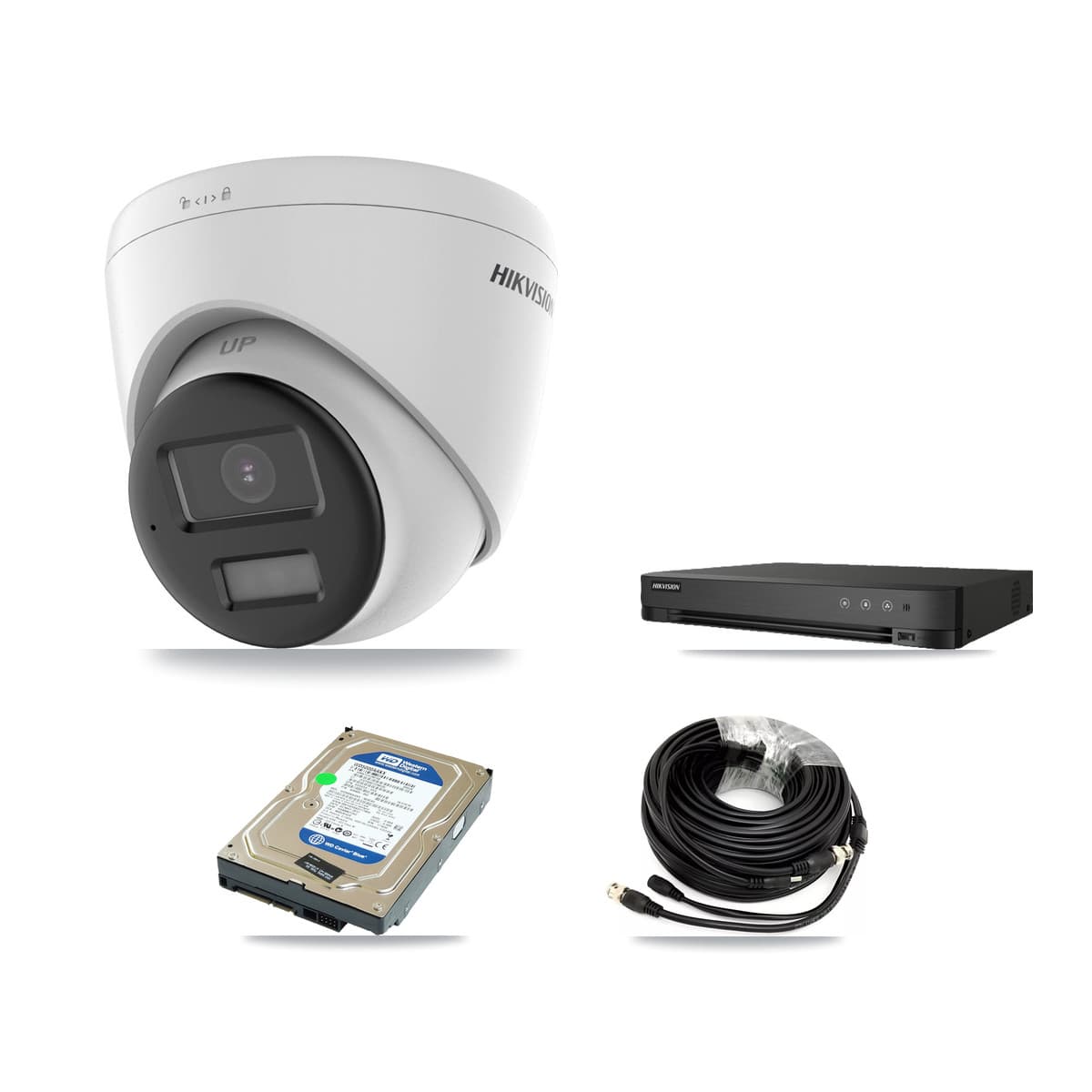 Hikvision 8-Channel 5MP CCTV Kit — 1 DS-2CE78K0T-LPTS Turret Camera + 500GB Recording (IDS-7208HUHI-M1/E Recorder)