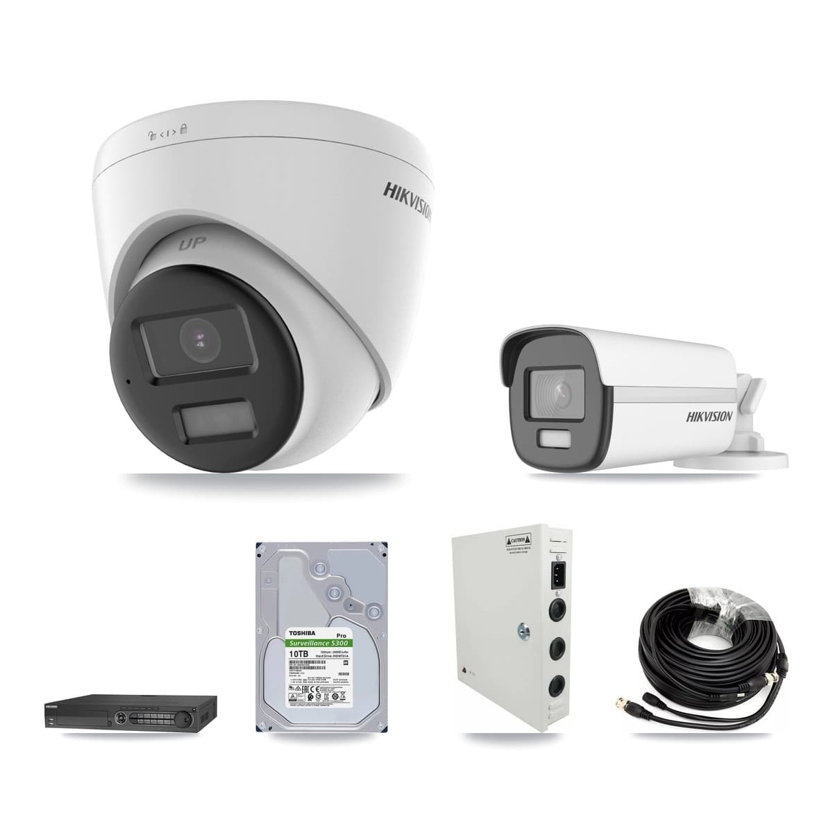 Hikvision 32-Channel 4K CCTV Kit — 1 DS-2CE12UF3T Bullet + 10 DS-2CE78U0T Turret Cameras + 3× 10TB Recording