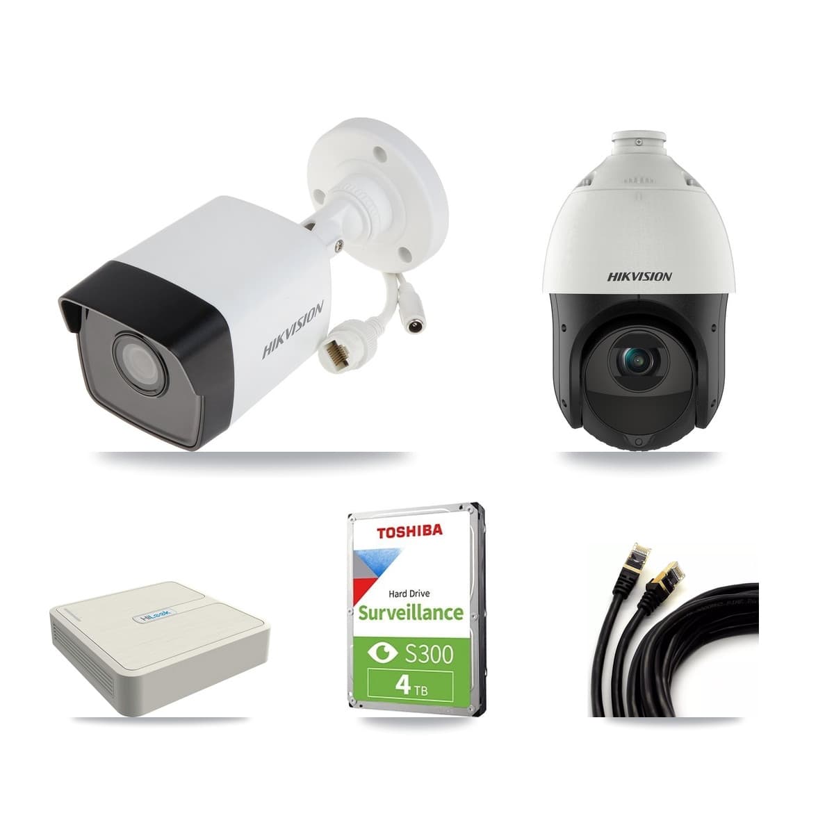 Hikvision & HiLook 8-Channel 4MP – 5MP CCTV Kit — 1 5MP Bullet + 1 4MP PTZ Cameras + 4TB Recording (NVR-108H-D Recorder) - Image 1