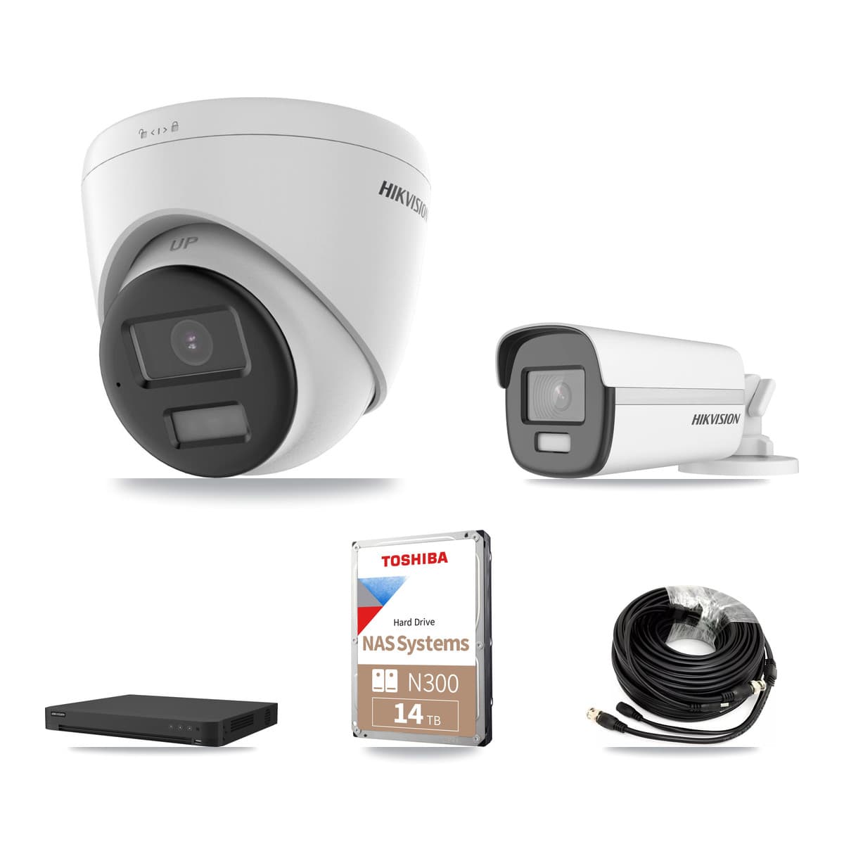 Hikvision 16-Channel 4K CCTV Kit — 1 DS-2CE12UF3T Bullet + 4 DS-2CE78U0T Turret Cameras + 14TB Recording