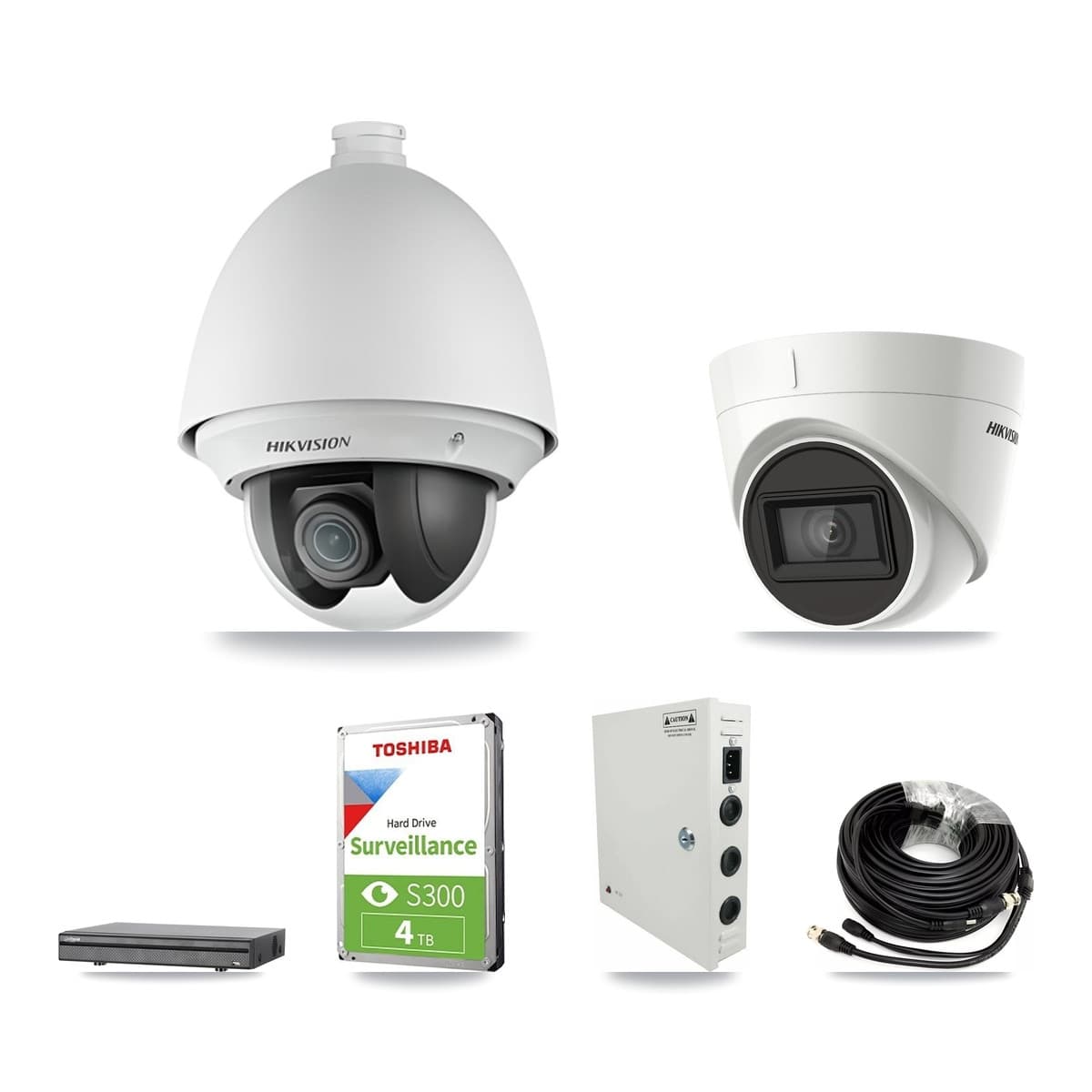 Hikvision & Dahua 8-Channel 2MP – 4K CCTV Kit — 2 DS-2AE4225T 2MP PTZ + 1 DS-2CE78U1T 4K Turret Cameras + 4TB Recording - Image 1