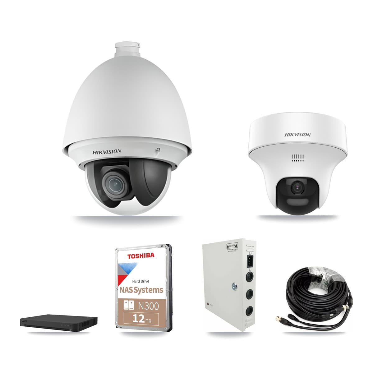 Hikvision 32-Channel 2MP – 5MP CCTV Kit — 18 DS-2AE4225T 2MP PTZ + 8 DS-2CE70K0T 5MP Turret Cameras + 2× 12TB Recording (IDS-7232HQHI Recorder) - Image 1