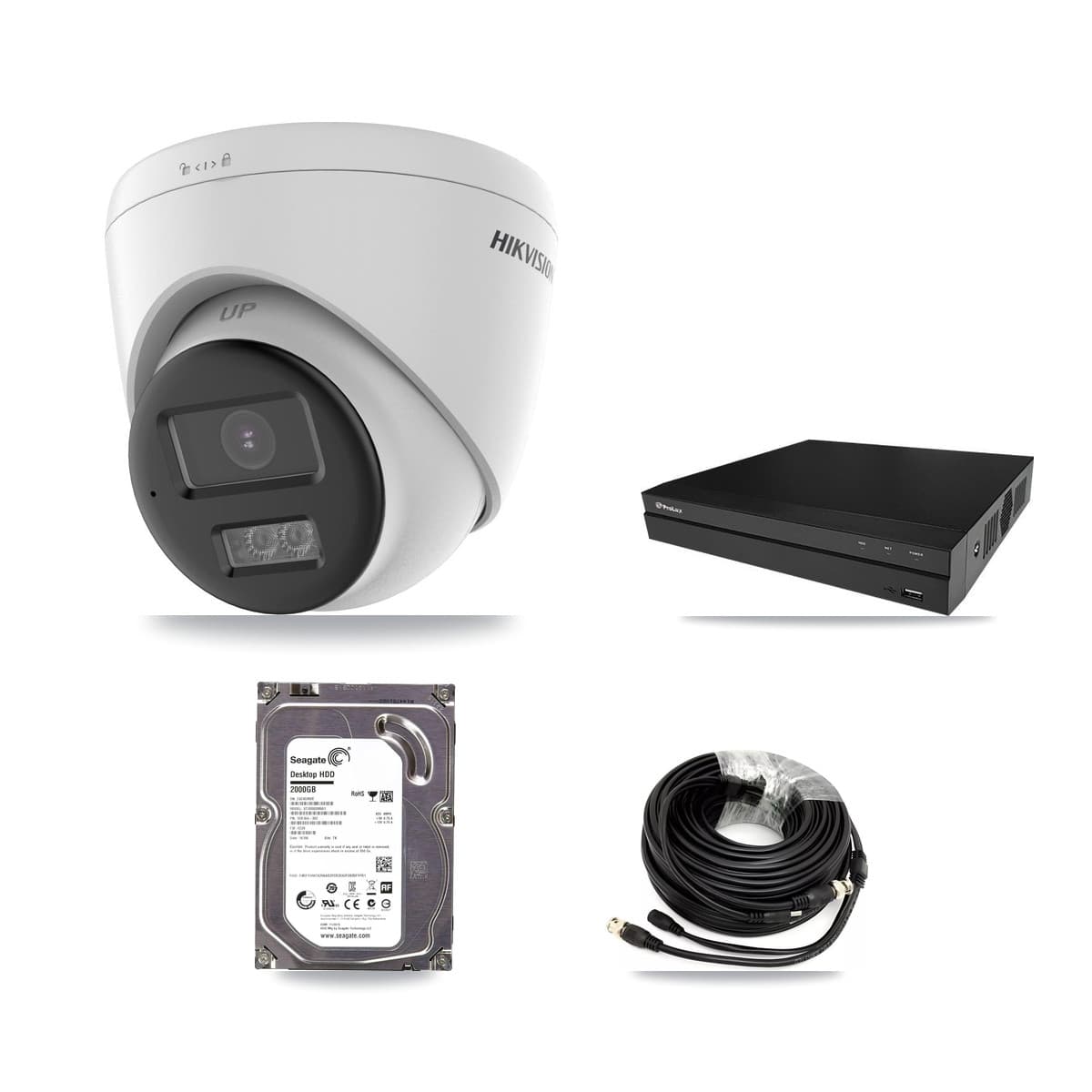 Hikvision & Prolux 8-Channel 5MP CCTV Kit — 1 DS-2CE78K0T-LTS Turret Camera + 2TB Recording (PXD-5208AN-4KL-X-8P Recorder) - Image 1
