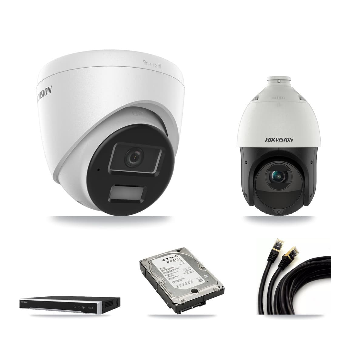 Hikvision 8-Channel 4MP CCTV Kit — 3 Turret + 1 PTZ Cameras + 5TB Recording