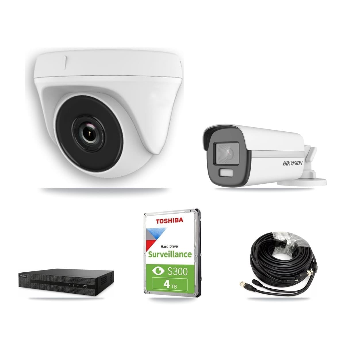 Hikvision 8-Channel 2MP – 4K CCTV Kit — 1 4K Bullet + 2 White 2MP Dome Cameras + 4TB Recording (DVR-8CH Recorder) - Image 1
